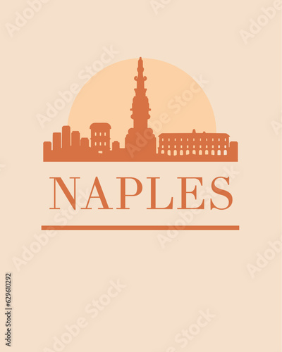 Editable vector illustration of the city of Naples with the remarkable buildings of the city