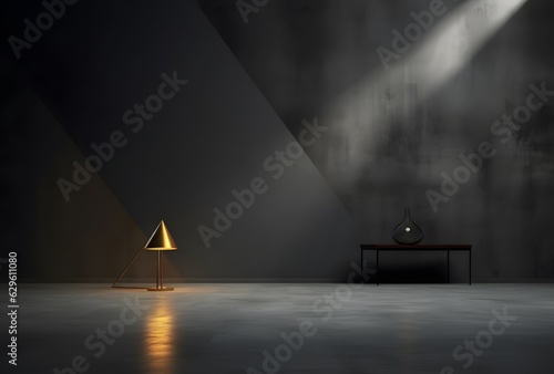 Interior of a room with a lamp and a table  ai generated