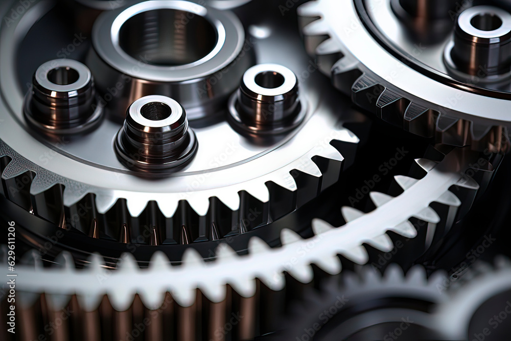 Background of mechanical gears. AI technology generated image Background of mechanical gears. AI technology generated image