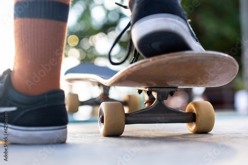 Young male riding a skateboard
