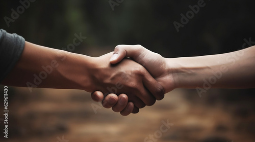 Unity in Hand: Handshake Joining Hands Together Concept - Captivating Stock Image for Sale