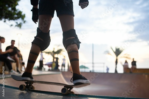Skateboarding, extreme sports themed photograph with a beautiful natural light