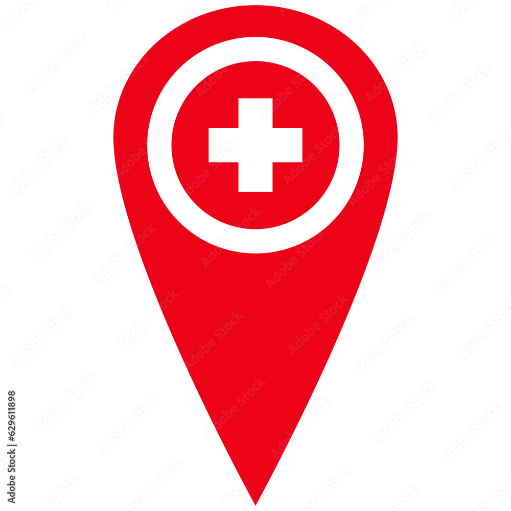 medical location pin, directions map, flat design medical location pin, directions map, flat design