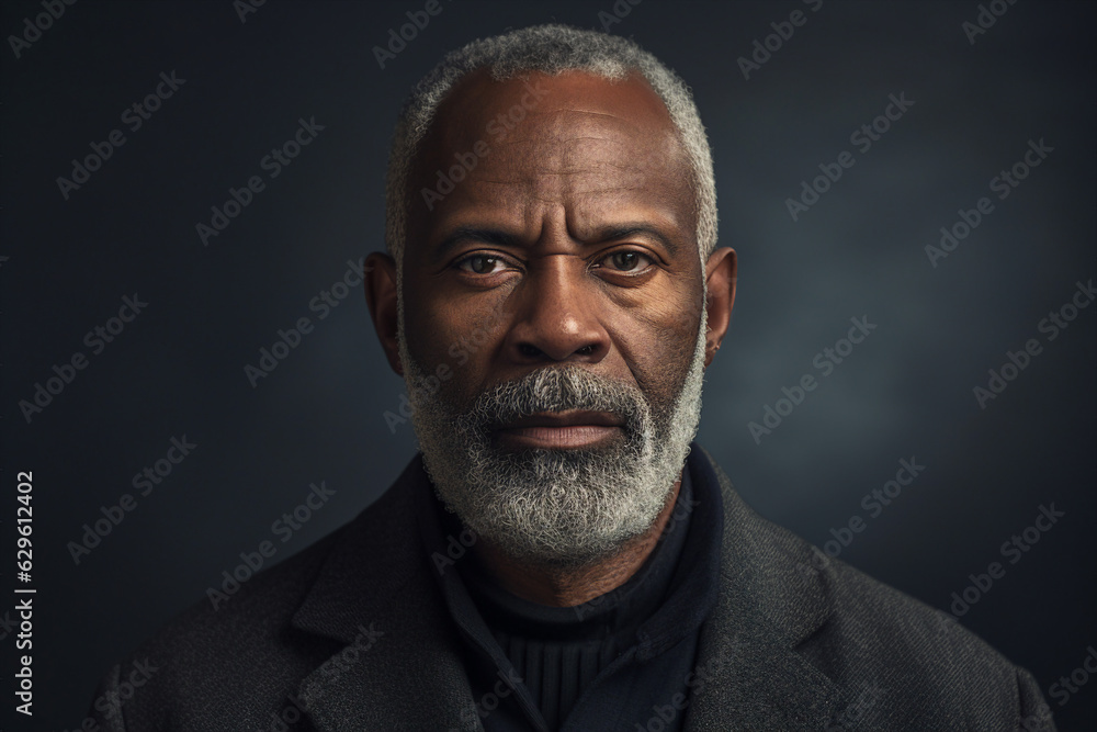 Generative ai portrait collage of serious mature middle aged man looking in camera Generative ai portrait collage of serious mature middle aged man looking in camera