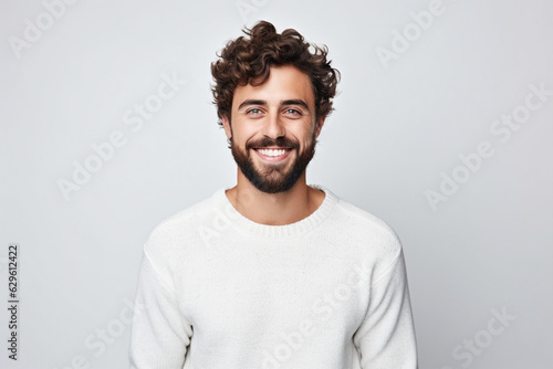 Generative AI picture image of attractive confident young businessman guy hot model appearance isolated background