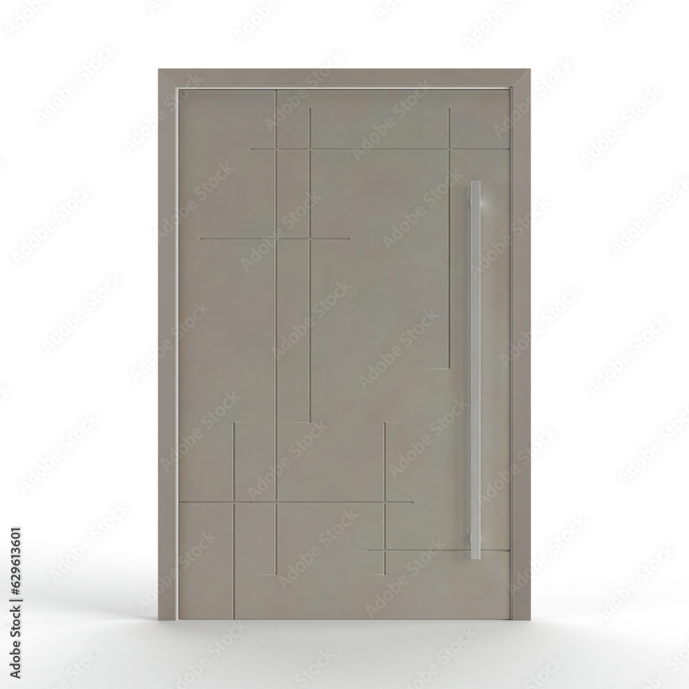 3D rendering of a modern front door isolated on a white background. 3D rendering of a modern front door isolated on a white background.