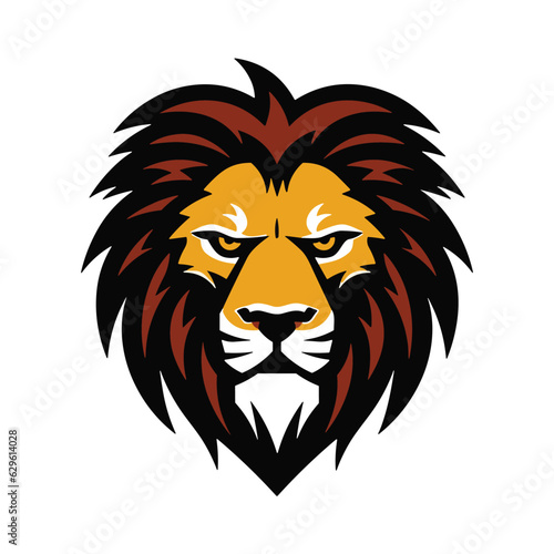 Angry lion face logo  simple illustration symbol  esports style vector template