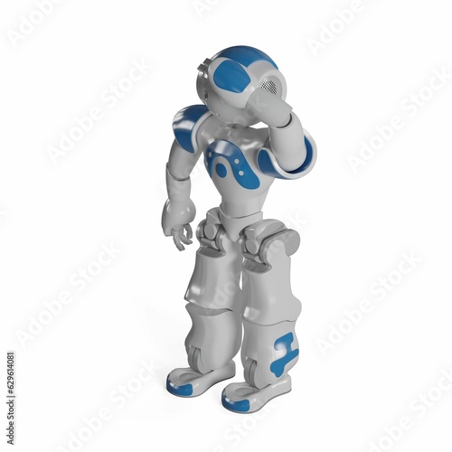 Humanoid robot on a white background - 3D render illustration