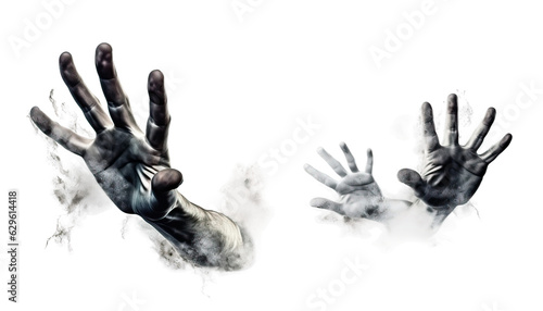 Obraz na plátně Ghostly hands reaching out from the ground, trying to escape the spirit world, H