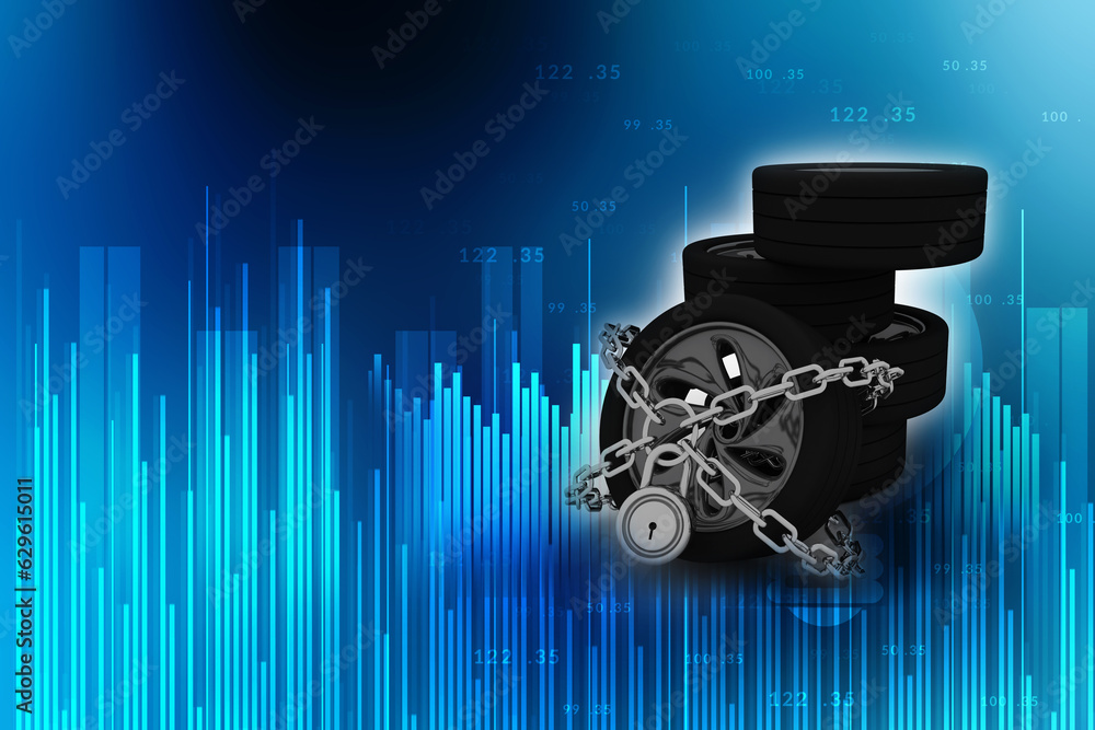 Obraz premium 3d rendering Car wheel protection lock