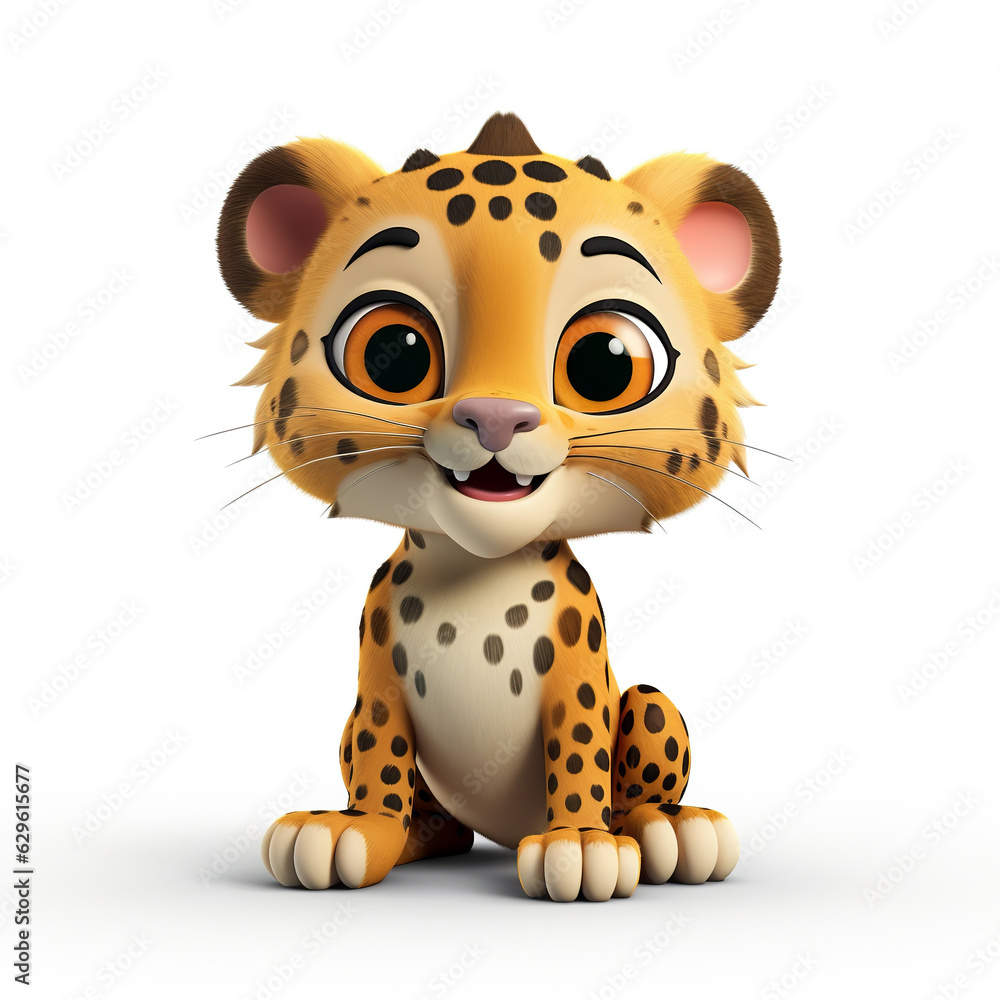 tiger 3d cartoon on white , jaguar , leopard tiger 3d cartoon on white , jaguar , leopard