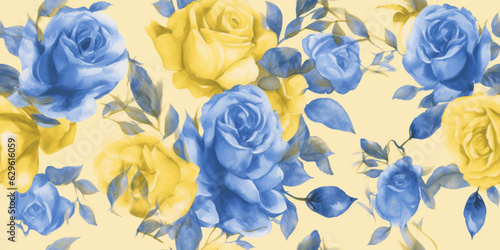 Beautiful large flowers on a watercolor background. Roses. Floral background. Generative AI.