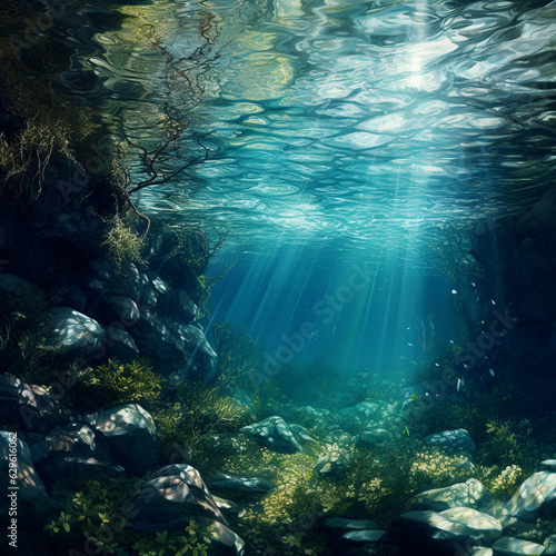 underwater scene with coral reef © redouane.damoun