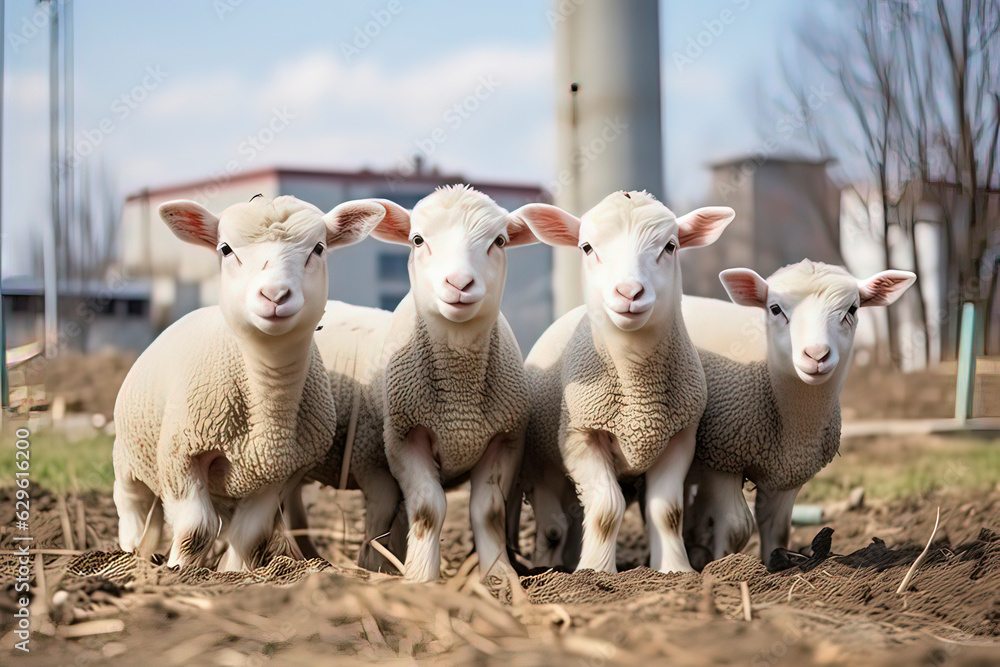 Sheep in the pasture. AI technology generated image Sheep in the pasture. AI technology generated image