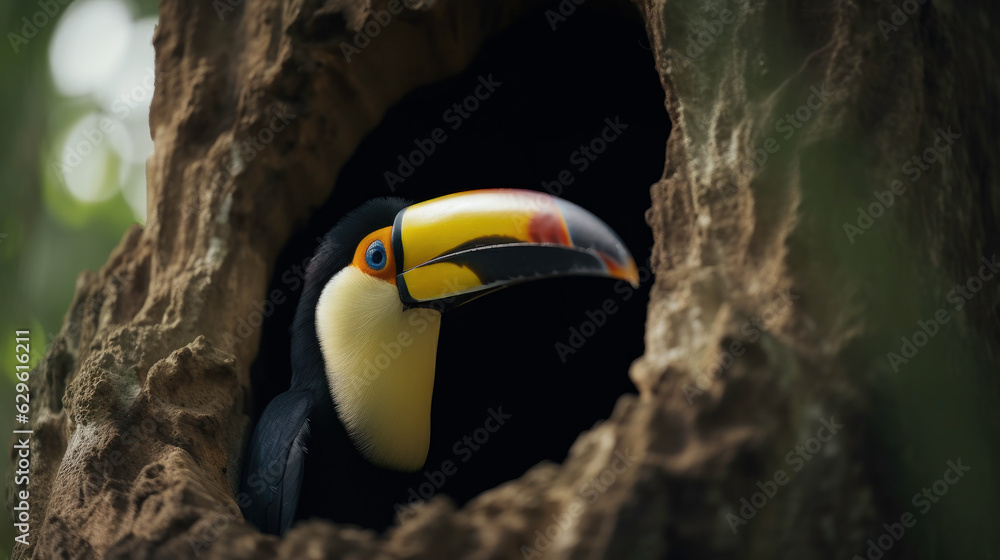 Fototapeta premium Toucan on a tree in the forest
