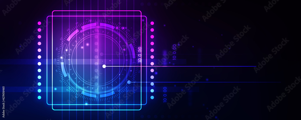 Fototapeta premium 2d illustration Abstract futuristic electronic circuit technology background