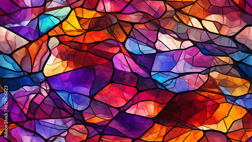 C0lorful stained glass window, vibrant and colorful, abstract background seamless.  generative ai © ImageFusion