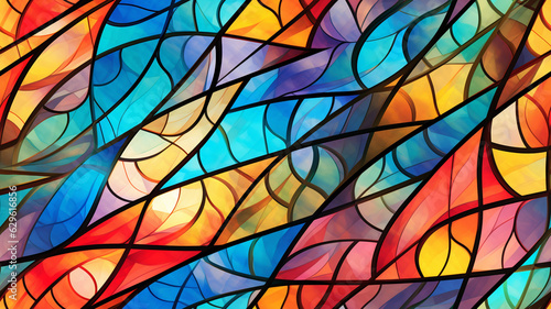 Colorful stained glass window  vibrant and colorful  abstract background seamless.  generative ai