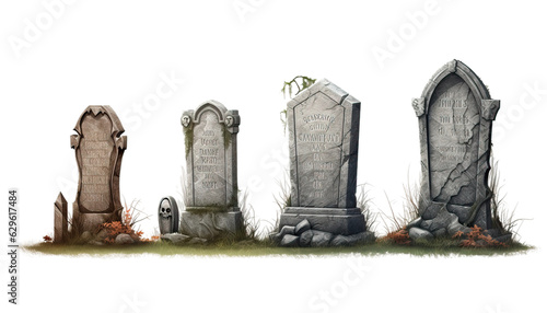 Gravestones with RIP inscriptions, adding an eerie atmosphere to any scene, Halloween gravestones, tombstones, resting place, cemetery decor
