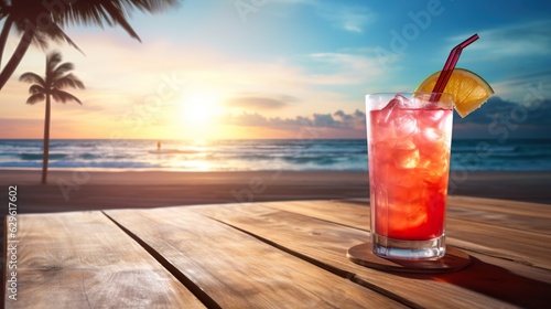 cocktail on the beach. Ai generative