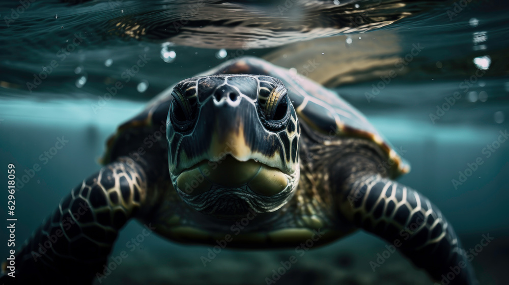 Obraz premium Turtle in the forest river