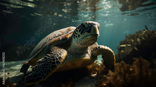Turtle in the forest river © PolacoStudios