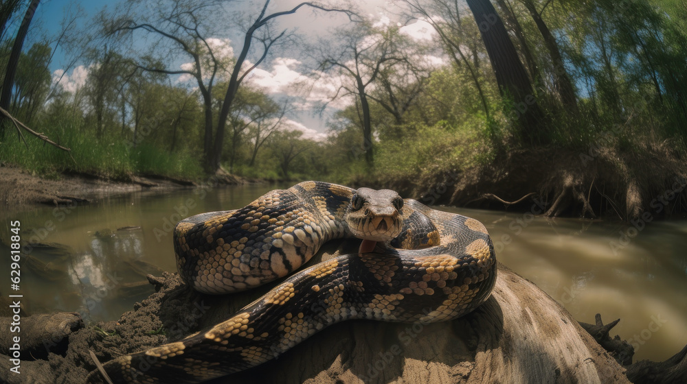 Fototapeta premium Snake in the forest river