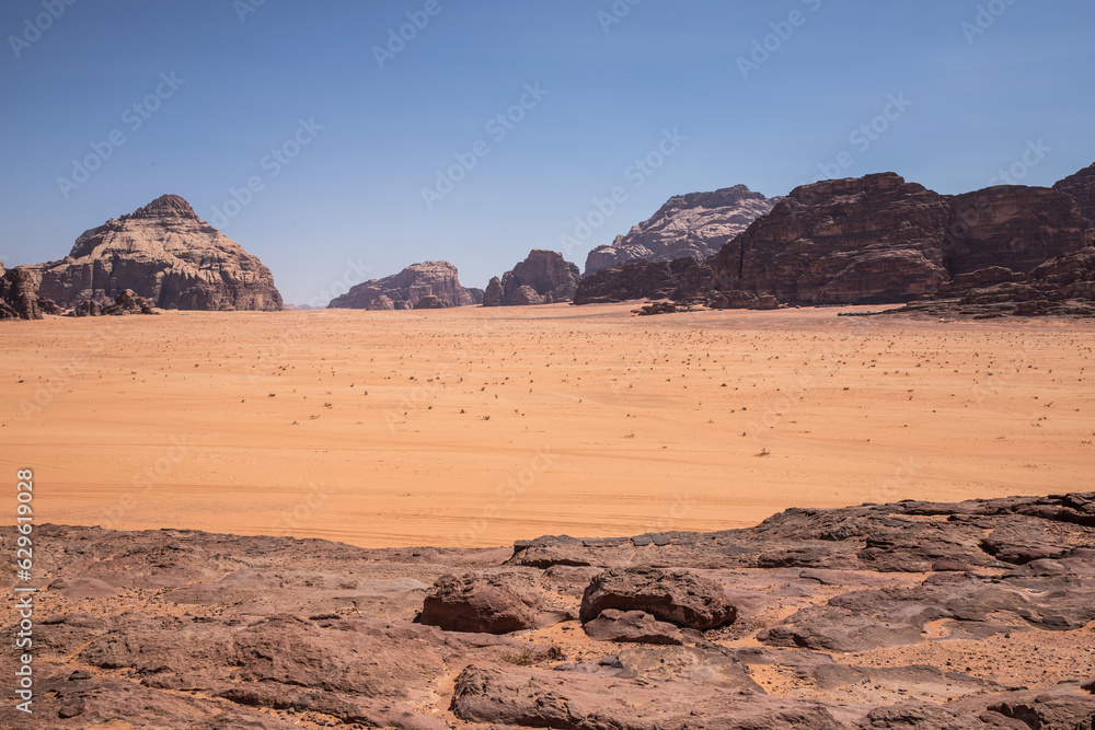 The desert of Wadi Rum national park in Jordan, Middle East. The desert of Wadi Rum national park in Jordan, Middle East.