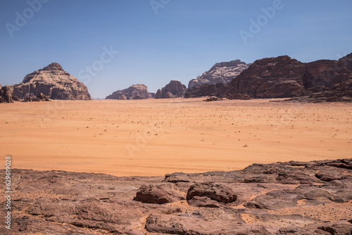 The desert of Wadi Rum national park in Jordan, Middle East.