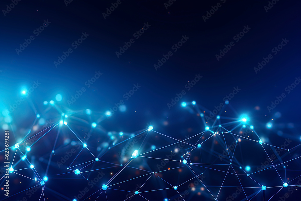 Background of Dot Line Technology Space. AI technology generated image Background of Dot Line Technology Space. AI technology generated image