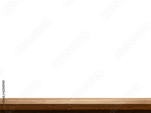 Foto empty wooden table front view isolated on white background