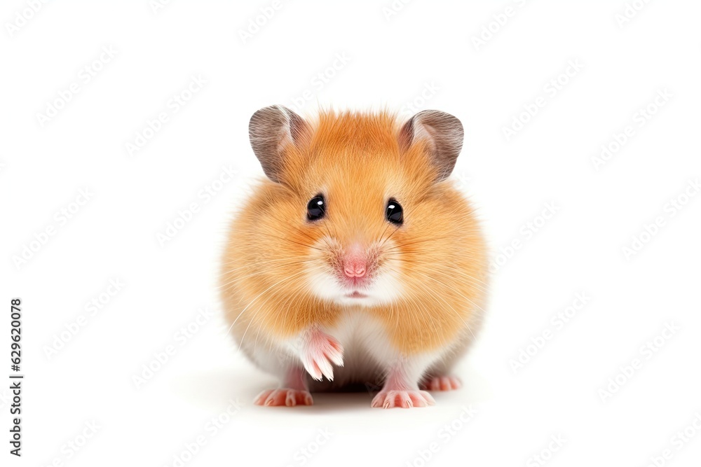 Little cute isolated small hamster sitting on white background. Closeup shot Little cute isolated small hamster sitting on white background. Closeup shot