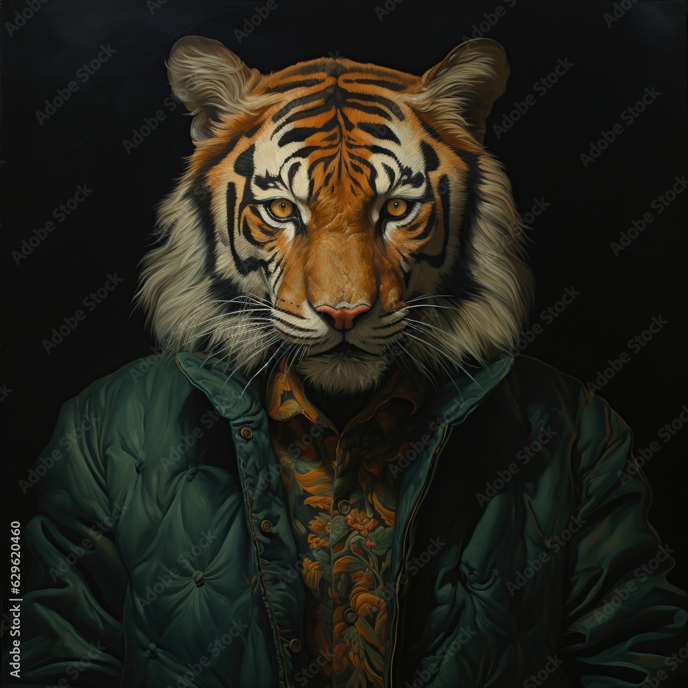 tiger-headed man in office attire