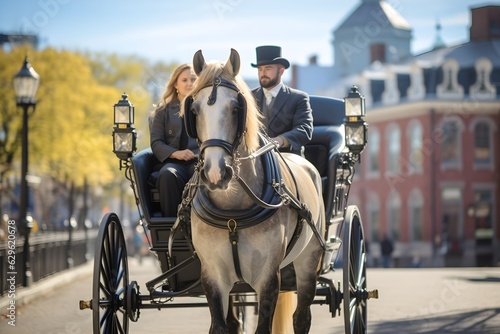 Elegant Horse-Drawn Carriage Ride in the City: A Nostalgic Trip
