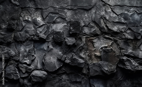 Black concrete wall background, grunge stone texture, dark gray rock surface background, volumetric texture, generated ai