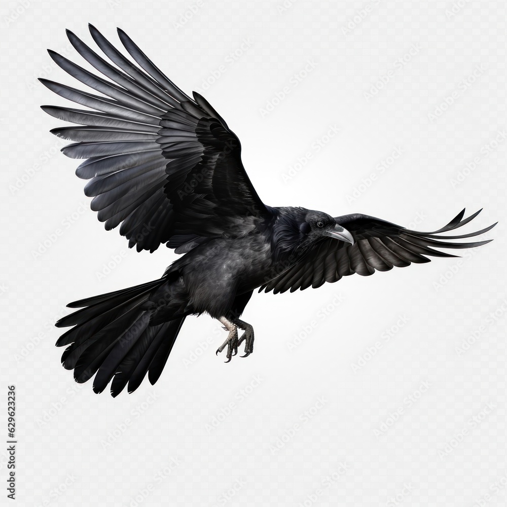 Obraz premium Flying black crow isolated