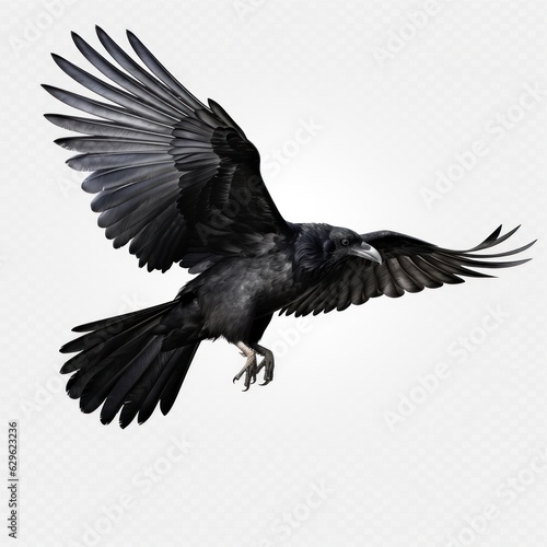 Flying black crow isolated © olegganko