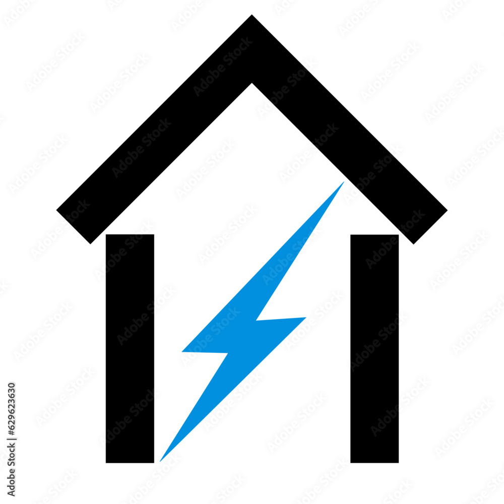 House with a lightning bolt inside. House with a lightning bolt inside.
