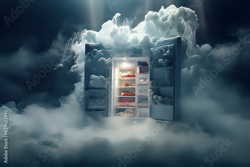 Refrigerators on Glaciers. AI technology generated image photo