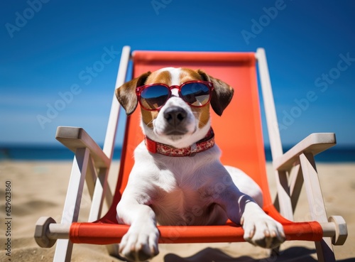 Cute funny dog at the beach © olegganko