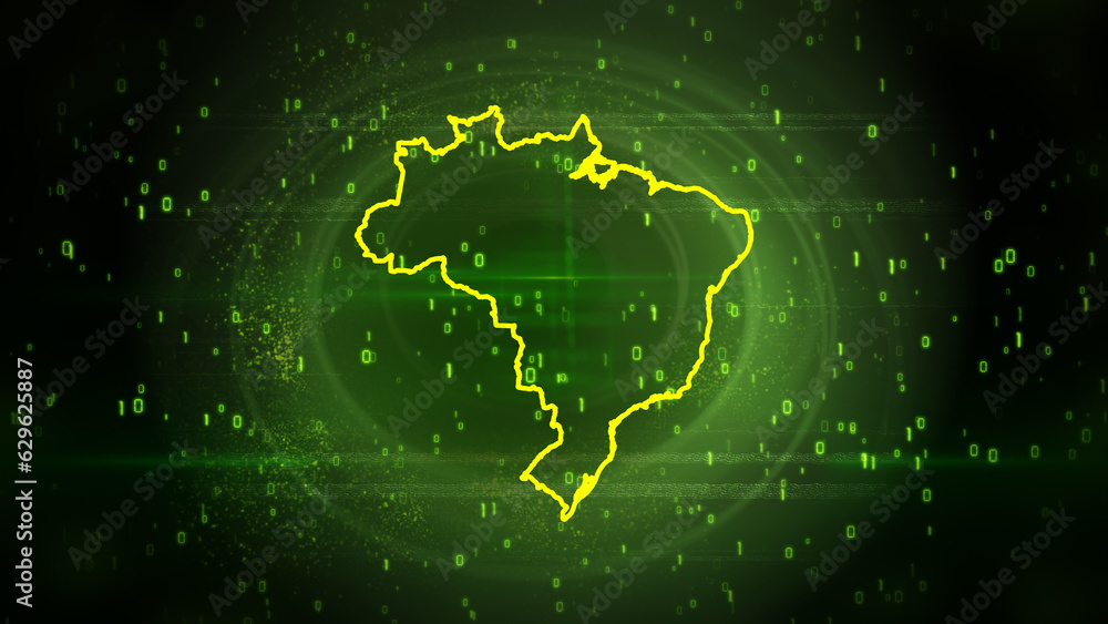 Brazil Map on Digital Technology Background Brazil Map on Digital Technology Background