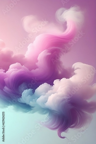 Swirling and Flowing Pastel Smoke Design in Pink and Blue - AI Generated