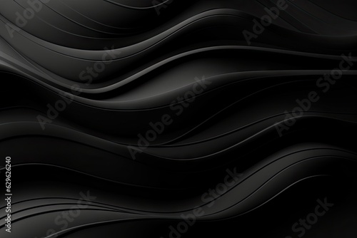 Abstract black background with wavy lines © pham