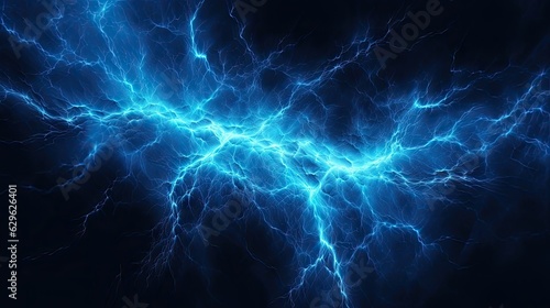 A dark blue background with vibrant lightning