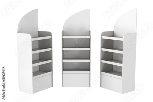 Trade temporary rack for products, without branding. 3d illustration