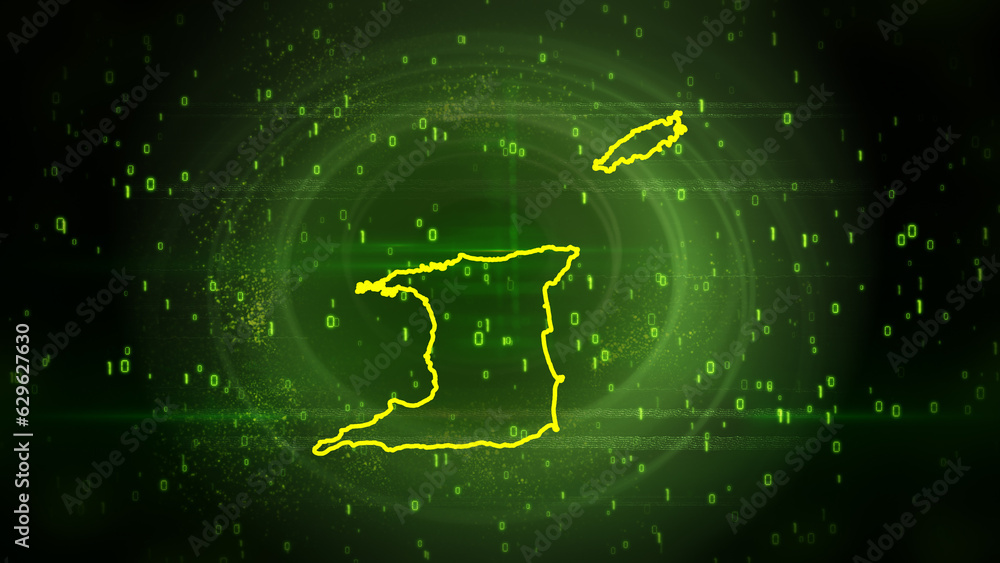 Trinidad and Tobago Map on Digital Technology Background
Trinidad and Tobago Map on Digital Technology Background