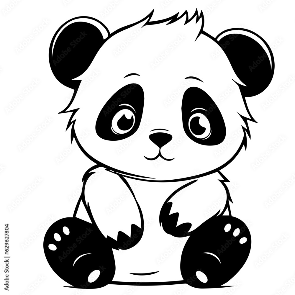 panda bear. Cartoon outlined design panda bear. Cartoon outlined design