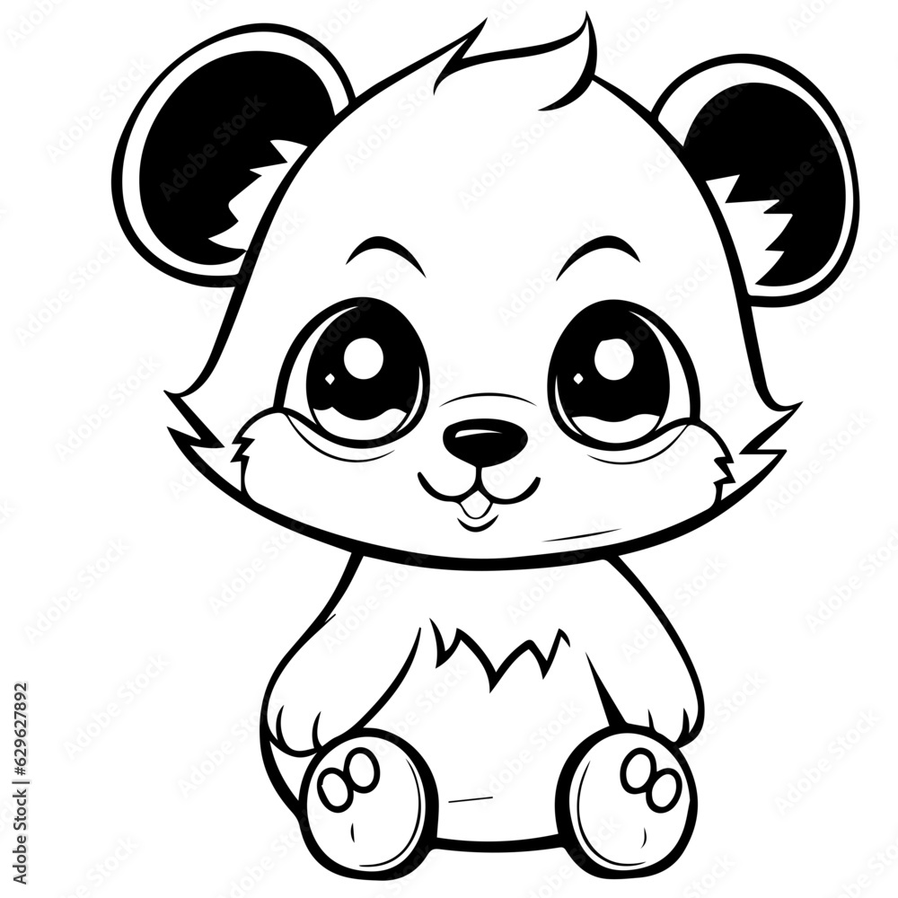 panda bear. Cartoon outlined design panda bear. Cartoon outlined design