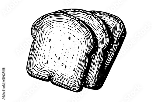 Toast slices sketch. Bread engraving in hand drawn style vector illustration.
