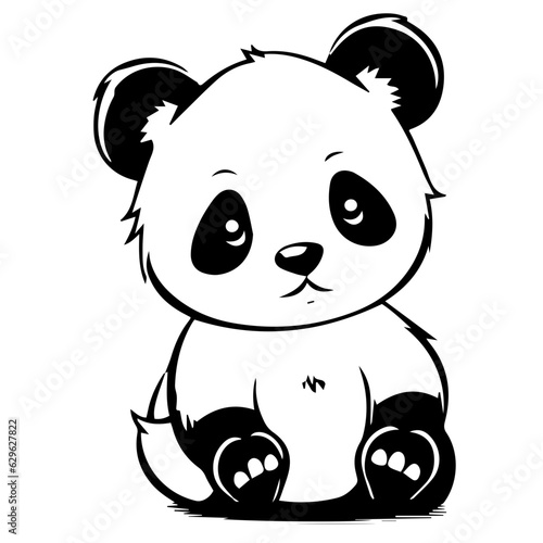 panda bear. Cartoon outlined design